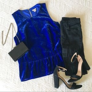J.Crew Velvet Peplum Top